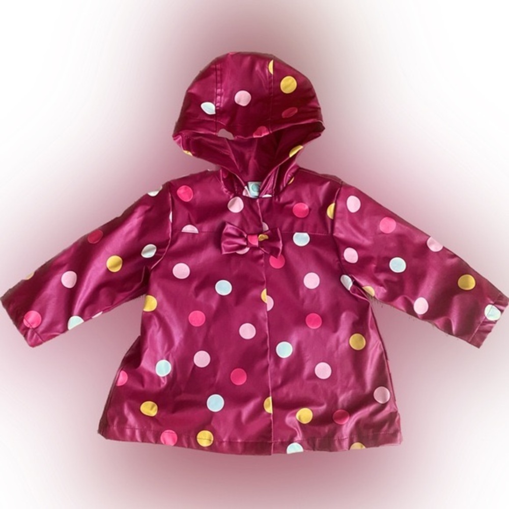 Adorable  Little Me Polka Dot Hooded Raincoat 18 months